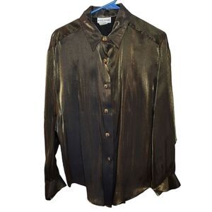 Alice Stewart Long Sleeved Metallic Blouse - Size Medium NWT
